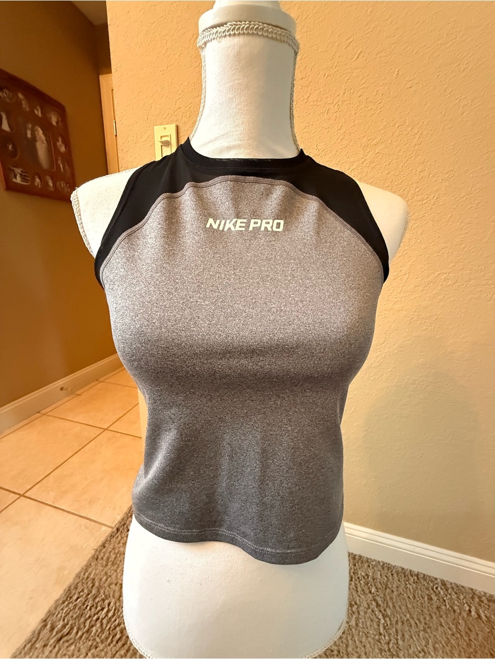 Nike Pro Women’s Gray and Black Athletic Tank Top
